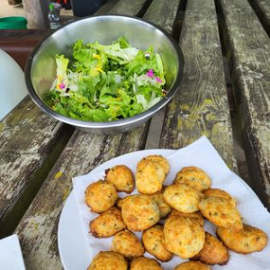cookies aux ortie, salade composée à l'achillée, plantain